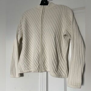 Vintage Talbots Ribbed Mock Neck Sweater L Petite Cotton Blend Capsule Old Money